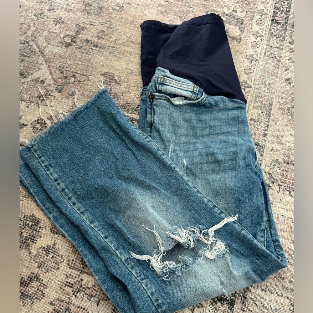 Pink blush maternity jeans.